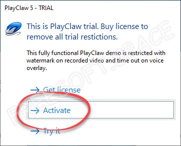 Активация программы PlayClaw