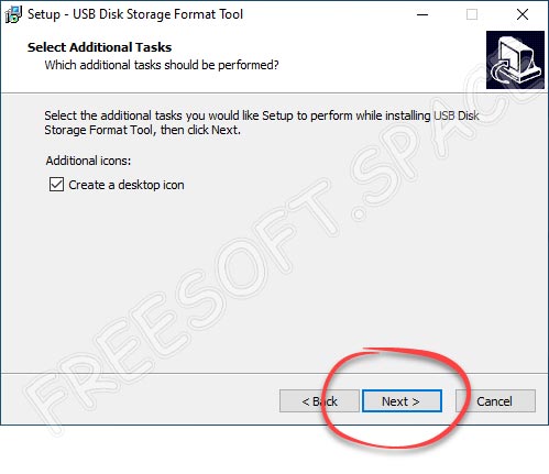 Настройка ярлыков при установке HP USB Disk Storage Format Tool